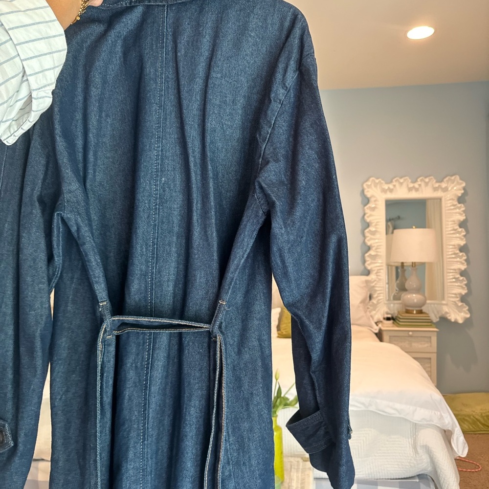 H&M Blue Denim Trench Coat / Jacket - Picture 3 of 4
